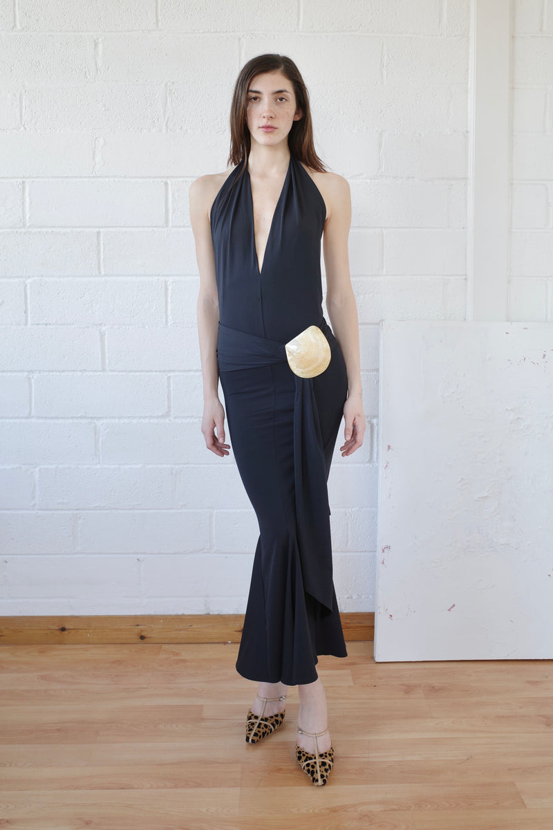 The Recycled Spandex Shell Belt Maxi Dress