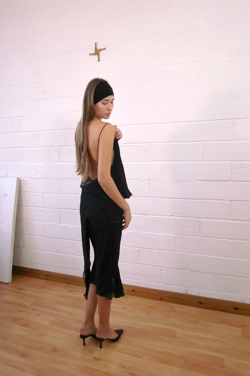 The Bias Silk Chiffon Reconstituted Midi Dress