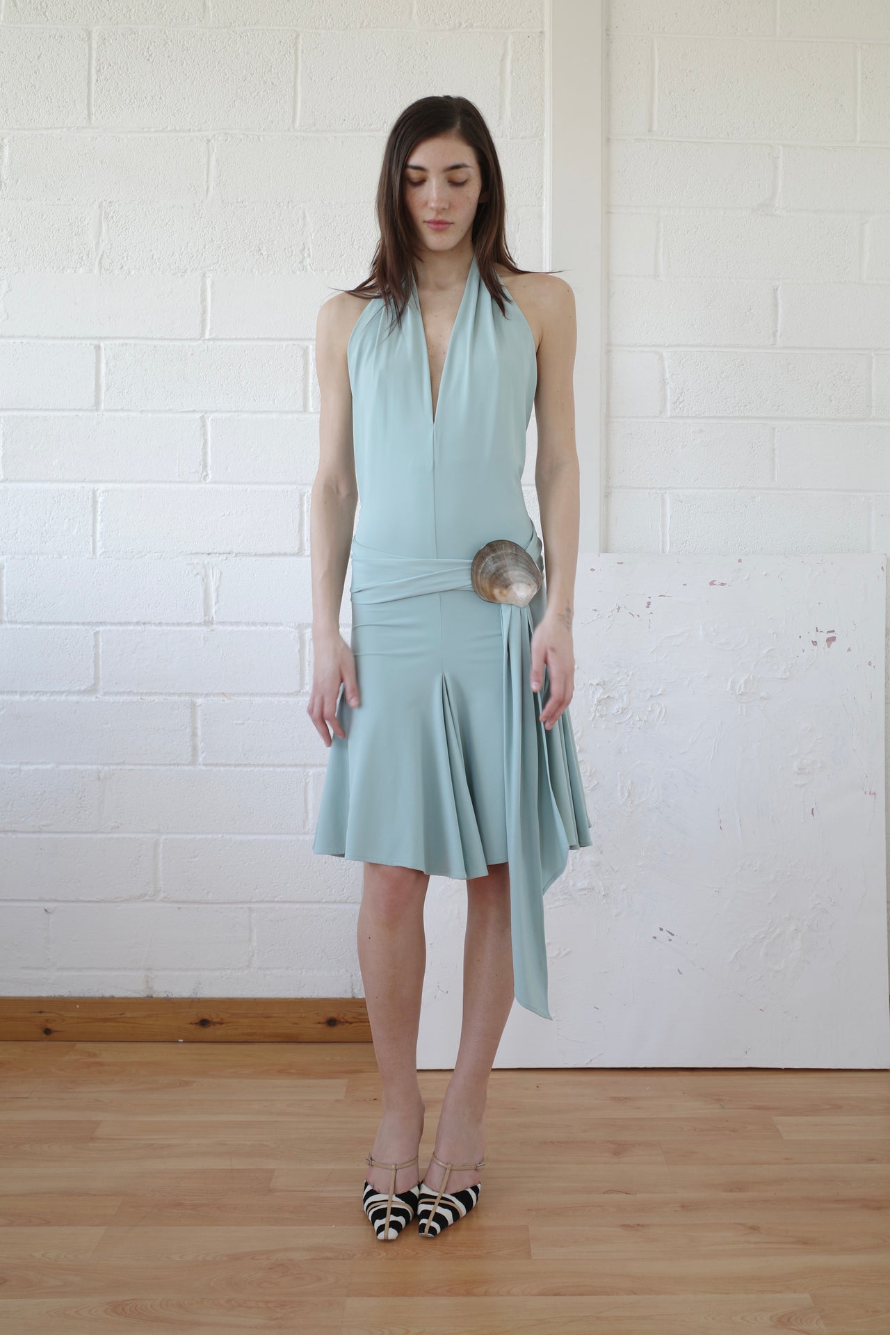 The Recycled Spandex Shell Belt Midi Dress