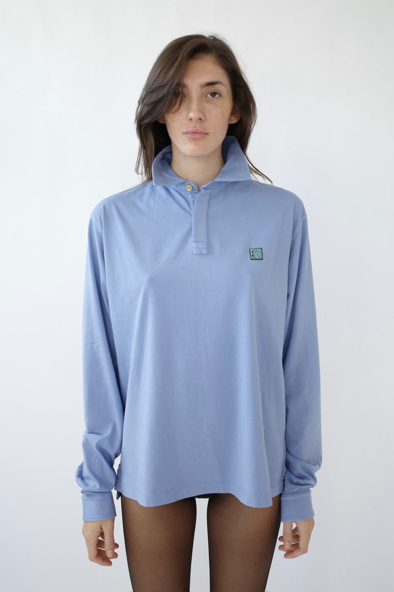 The Long Sleeve Polo Shirt - Blue